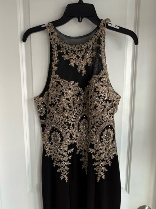 Xscape Dresses & Skirts - Xscape Black Gown with Gold Embellished Bodice